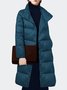 Loose Plain  Simple Stand Collar Urban Fleece Coat