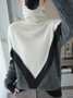 Turtleneck Casual Wool/Knitting Color Block Sweater