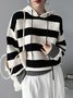 Long sleeve Hoodie Striped Daily Simple Sweater