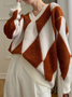 Regular Fit Wool/Knitting V Neck Elegant Sweater