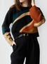 Elegant Color Block Regular Fit Wool/Knitting Sweater