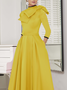 High Elasticity Regular Fit Elegant Color Block Stand Collar Dress