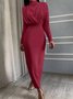 Elegant Plain Long Sleeve Regular Fit Maxi Party Dress