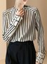 Urban Loose Crew Neck Striped Text Letters Blouse
