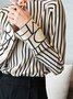 Urban Loose Crew Neck Striped Text Letters Blouse