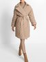 Lapel Collar Plain Loose Simple Fleece Coat