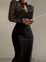 Lace Long Sleeve Cutout Bodycon Wedding Party Dress