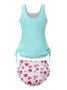 Vacation Floral Drawstring Scoop Neck Tankinis Two-Piece Set