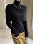 Long sleeve Plain Turtleneck Elegant Sweater