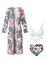 Elegant Floral Printing Scoop Neck Bikinis set Three-Piece Set