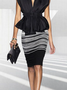 V Neck Striped Tight Elegant Micro-Elasticity Dress