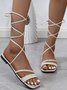 Sexy Cross Strap Square Toe Flat Sandals