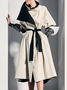 Color Block Long sleeve Urban Loose Trench Mid-long Coat