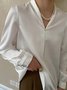 Long sleeve Shawl Collar Regular Fit Elegant Plain Blouse