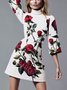 Elegant Turtleneck Regular Fit Floral Dress