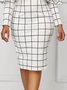 Plaid Elegant Long sleeve Medium Elasticity Hip Skirt Dress