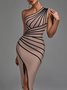 Tight Elegant Asymmetrical Striped Party Dress