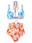 Elegant Floral Printing Scoop Neck One-Piece Swimsuit