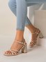 Women Minimalist Cross Strap Chunky Heel Sandals