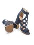 Elegant Hollow out Chunky Heel Sandals