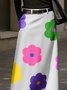 Vacation Floral Print  Pockets Skirt