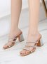 Fashion Rhinestone Chunky Heel Mule Sandals