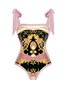 Vacation Abstract  Printing Strapless One Piece With Cover Up