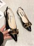 Croc Embossed Gold Chain Pointed Toe Pumps