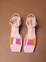 Colorful PVC Square Toe Transparent Crystal Block Heel Sandals