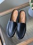 Solid Color Soft High Elasticity Casual Flat Loafer Mules