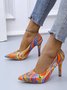 Artistic Abstract Color-contrasted Fluid Graphics Pointed Toe Stiletto High Heels