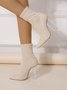 Elegant Crystal Chunky Heel Sock Boots