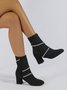 Rhinestone Decor Plain Chunky Heel Dress Boots