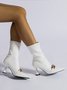 Chain ecor Spool Heel Fashion Sock Boots