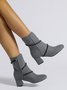 Rhinestone Decor Plain Chunky Heel Dress Boots