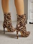 Black Leopard Stiletto Stiletto Fashion Sock Boots