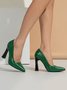 Women Minimalist Embossed High Heel Shallow Shoes
