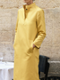 Urban Loose Stand Collar Long Sleeve Plain Maxi Dress