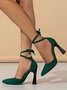 Women Minimalist Ankle Strap High Heel Shallow Pumps