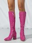 Irregular Patent Leather Fashion Mid Calf Boots