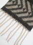 Yarn Herringbone Grotesque Color Contrast Pattern Tassel Scarf