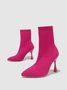 Barbie Pink High Elastic Fly Knit Pointed Toe Stiletto Sock Boots
