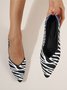 Barbie Pink Zebra Print Leopard Print Plain Color Massage Insole Flying Woven Pointed Flat Shoes