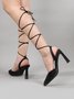 Sexy Rhinestone Satin Ankle Straps Pointed Heels