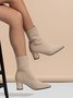 Women Minimalist Mesh Fabric Chunky Heel Sock Boots
