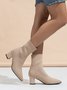 Women Minimalist Mesh Fabric Chunky Heel Sock Boots
