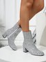 Fashion Sequin Chunky Heel Dress Boots