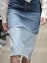 Ombre Regular Fit Urban Denim Midi Skirt