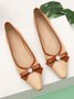 Elegant Apricot Bowknot Rhinestone Block Heel Shallow Shoes