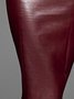 Tight Elegant Plain Leather Midi Dress With No Belt